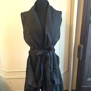 ♥️ Like Rick Owens Black Asymmetrical Linen Tunic / Vest/ Layering Wrap Coat